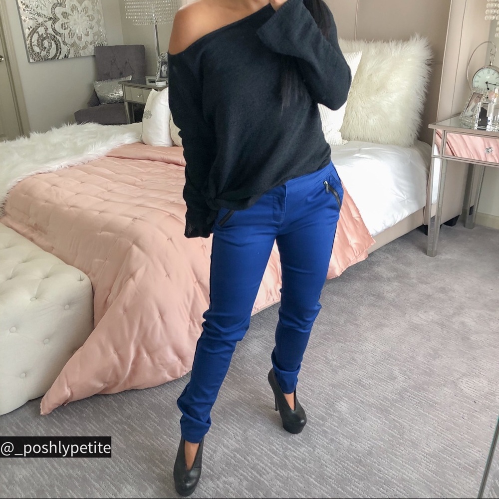 Fire royal blue tapered skinny mid waist pant - Picture 1 of 15